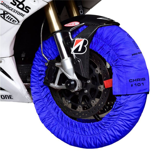 Couverture chauffantes pneus moto PRO DIGITAL jusqu'à 99°C SUPERBIKE Bleu