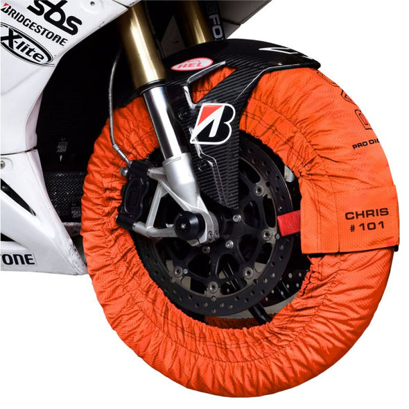 Couvertures chauffantes pneus moto PRO DIGITAL jusqu'à 99°C SUPERBIKE, Orange Fluo