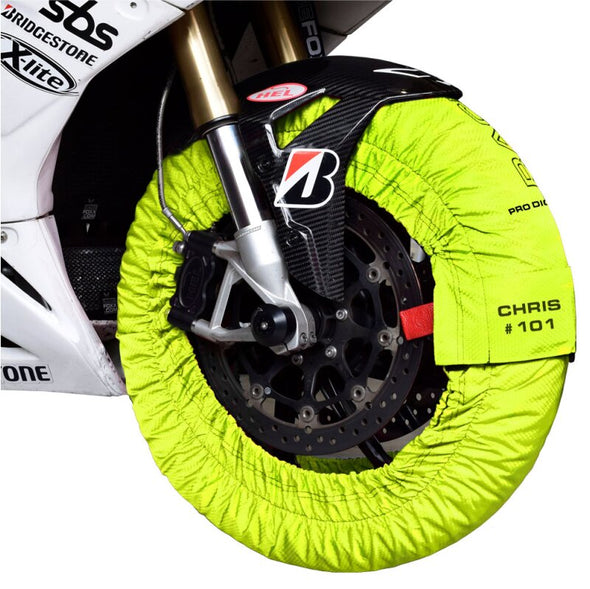 Couvertures chauffantes pneus moto PRO DIGITAL jusqu'à 99°C SUPERBIKE Jaune Fluo
