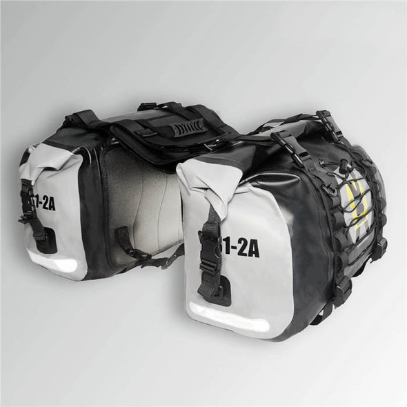 100 % wasserdichte schwarze und graue Satteltaschen 21L-37L